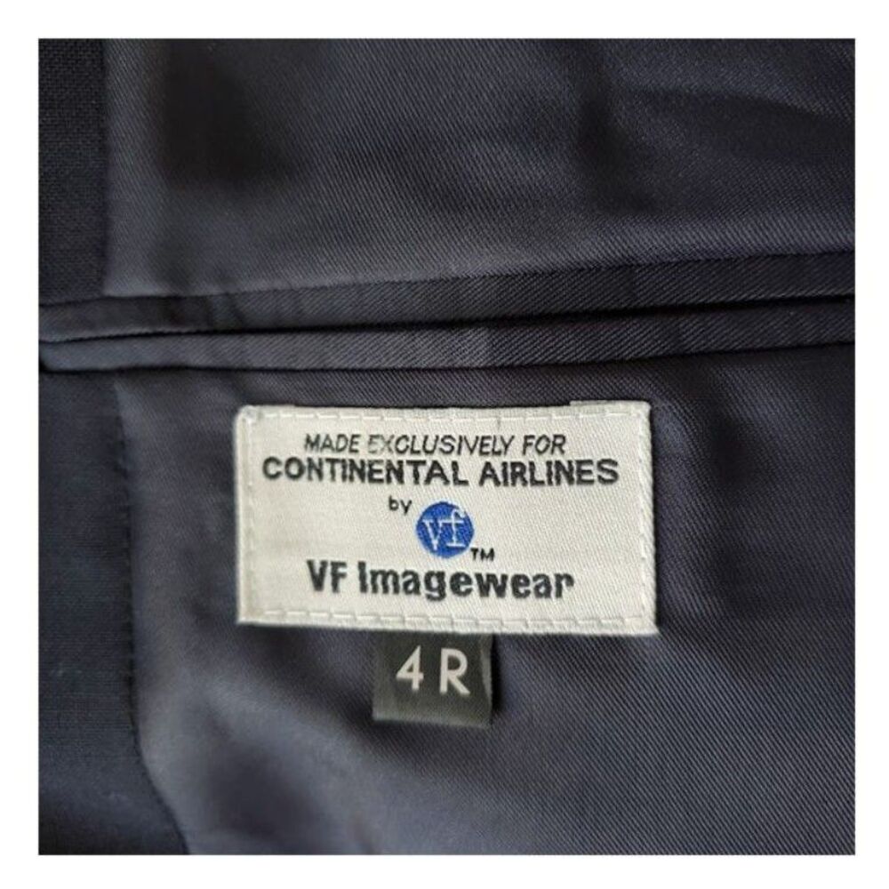 NWT Continental Airlines Uniform Blazer Flight Attendant Navy Blue Sz 4R VNTG - Picture 2 of 11